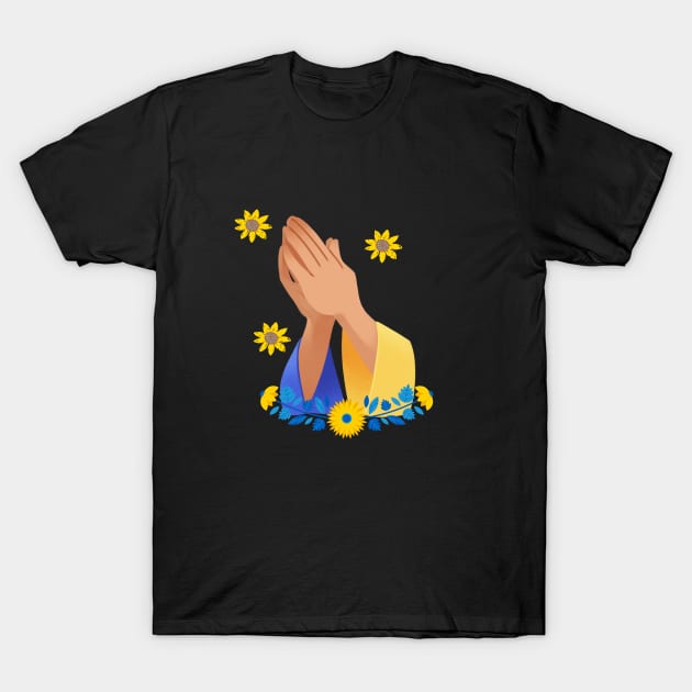 Pray For Ukraine Floral Look T-Shirt by NICHE&NICHE